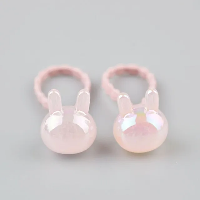 2 pieces Cute Bunny Star Princess Headwear Elastic Hair Bands Girls Sparking Mini Headdress Tie Gum Ropes Hair Accessories A42