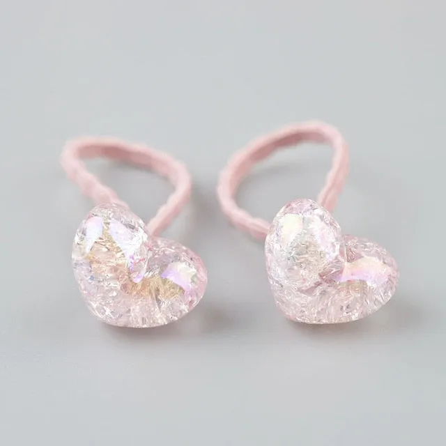 2 pieces Cute Bunny Star Princess Headwear Elastic Hair Bands Girls Sparking Mini Headdress Tie Gum Ropes Hair Accessories A42