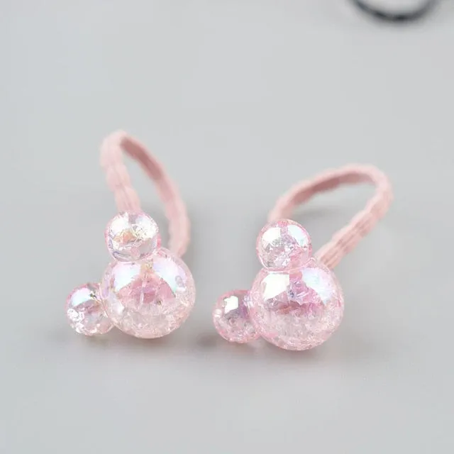 2 pieces Cute Bunny Star Princess Headwear Elastic Hair Bands Girls Sparking Mini Headdress Tie Gum Ropes Hair Accessories A42