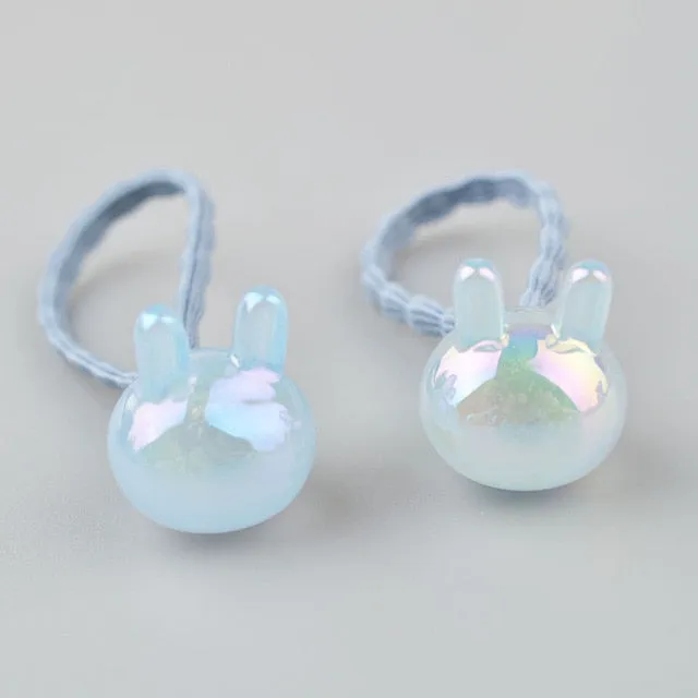 2 pieces Cute Bunny Star Princess Headwear Elastic Hair Bands Girls Sparking Mini Headdress Tie Gum Ropes Hair Accessories A42