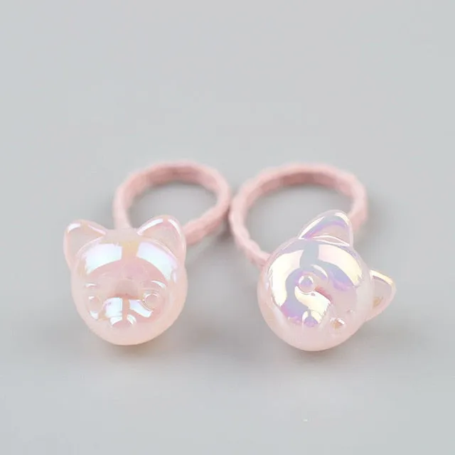 2 pieces Cute Bunny Star Princess Headwear Elastic Hair Bands Girls Sparking Mini Headdress Tie Gum Ropes Hair Accessories A42