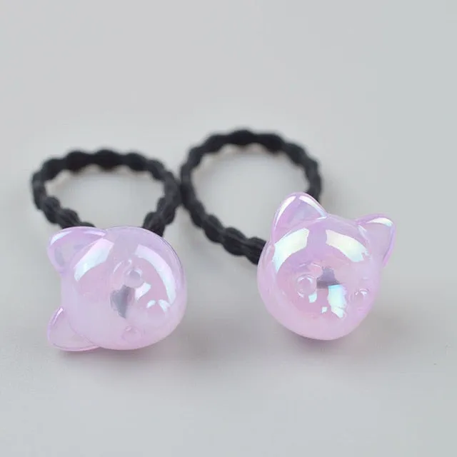 2 pieces Cute Bunny Star Princess Headwear Elastic Hair Bands Girls Sparking Mini Headdress Tie Gum Ropes Hair Accessories A42