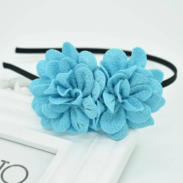 2018 New Children's flower headband hollow solid color accessories gum for hair hair band girls headbands