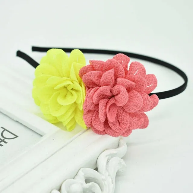 2018 New Children's flower headband hollow solid color accessories gum for hair hair band girls headbands