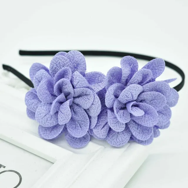 2018 New Children's flower headband hollow solid color accessories gum for hair hair band girls headbands