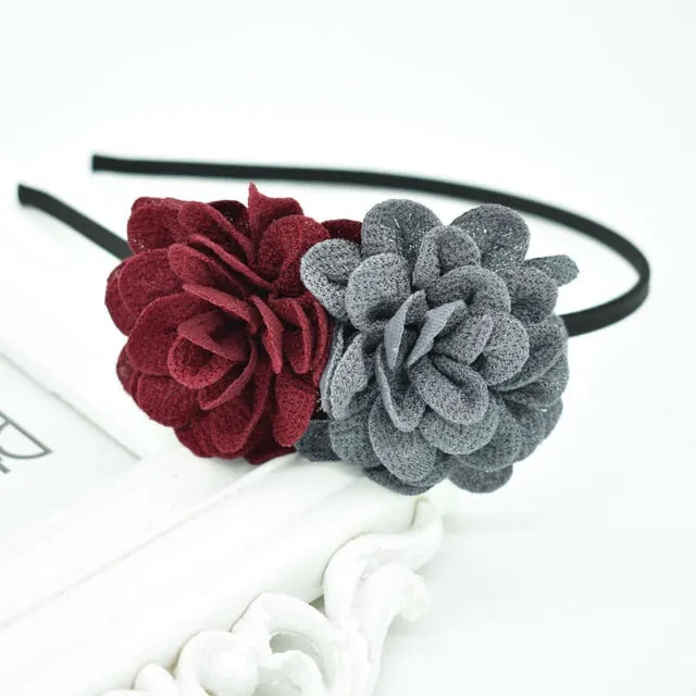 2018 New Children's flower headband hollow solid color accessories gum for hair hair band girls headbands