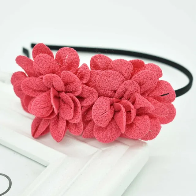 2018 New Children's flower headband hollow solid color accessories gum for hair hair band girls headbands