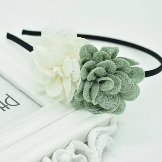 2018 New Children's flower headband hollow solid color accessories gum for hair hair band girls headbands