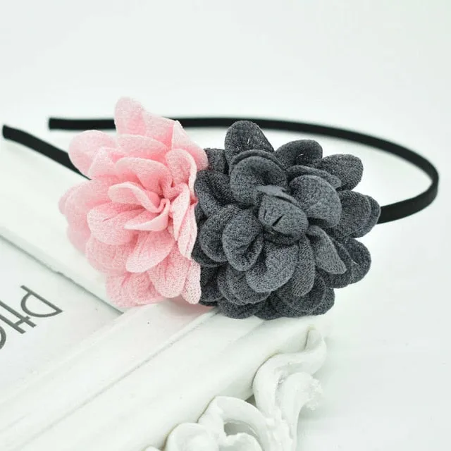 2018 New Children's flower headband hollow solid color accessories gum for hair hair band girls headbands