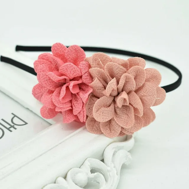 2018 New Children's flower headband hollow solid color accessories gum for hair hair band girls headbands