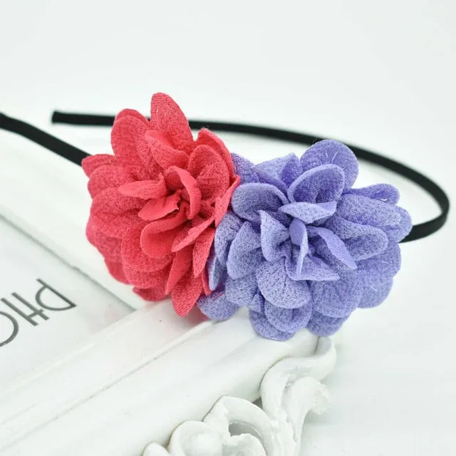 2018 New Children's flower headband hollow solid color accessories gum for hair hair band girls headbands