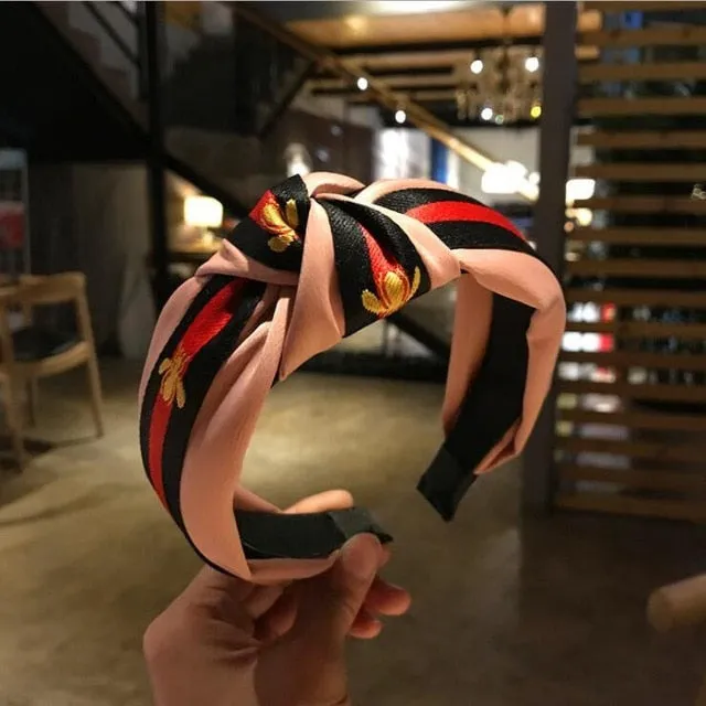 2018 New Winter Hairband Headband For Women Fashion Turban Striped Hair Band Bee Pattern Print Hair Accessories