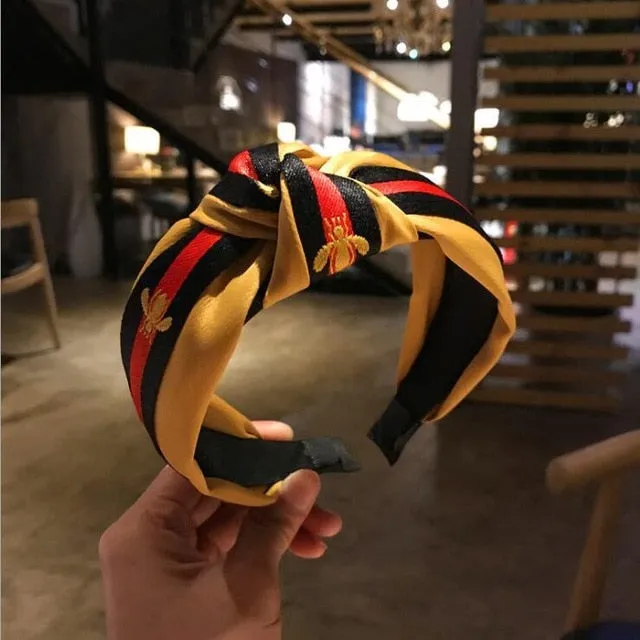 2018 New Winter Hairband Headband For Women Fashion Turban Striped Hair Band Bee Pattern Print Hair Accessories