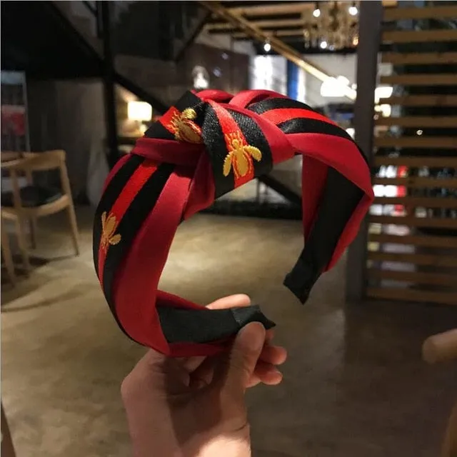 2018 New Winter Hairband Headband For Women Fashion Turban Striped Hair Band Bee Pattern Print Hair Accessories