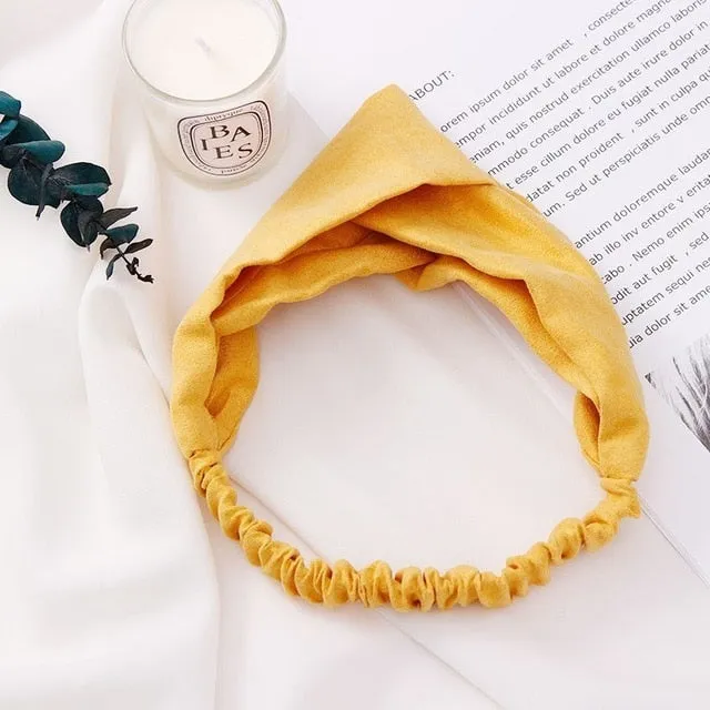 2018 New Women Spring Suede Soft Solid Headbands Vintage Cross Knot Elastic Hairbands Bandanas Girls Hair Bands Hair Accessories