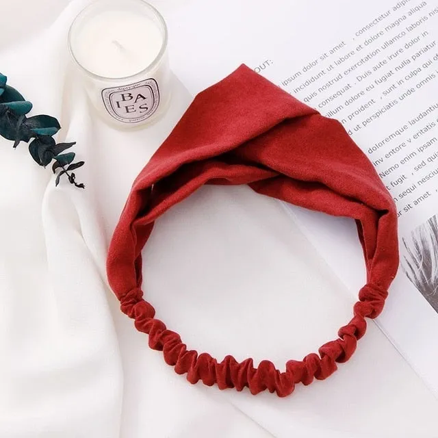2018 New Women Spring Suede Soft Solid Headbands Vintage Cross Knot Elastic Hairbands Bandanas Girls Hair Bands Hair Accessories