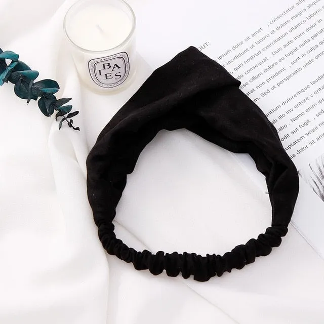 2018 New Women Spring Suede Soft Solid Headbands Vintage Cross Knot Elastic Hairbands Bandanas Girls Hair Bands Hair Accessories
