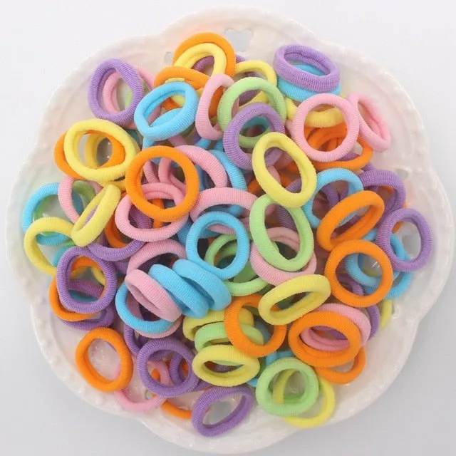2019 NEW 100pcs/lot Spandex material Head rope hair accessories for girls kids elastic hair bands scrunchie (Striped colors mix)