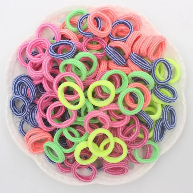 2019 NEW 100pcs/lot Spandex material Head rope hair accessories for girls kids elastic hair bands scrunchie (Striped colors mix)