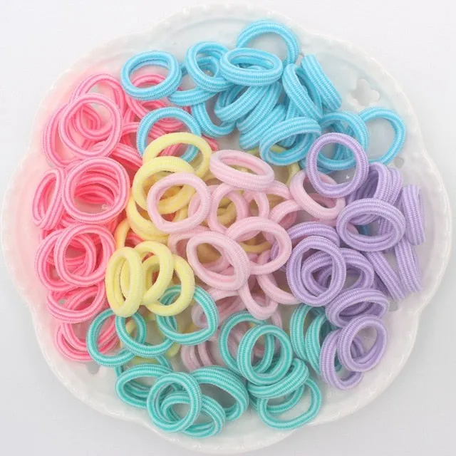 2019 NEW 100pcs/lot Spandex material Head rope hair accessories for girls kids elastic hair bands scrunchie (Striped colors mix)