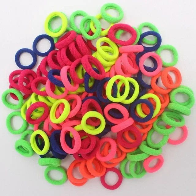 2019 NEW 100pcs/lot Spandex material Head rope hair accessories for girls kids elastic hair bands scrunchie (Striped colors mix)