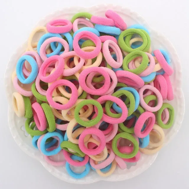 2019 NEW 100pcs/lot Spandex material Head rope hair accessories for girls kids elastic hair bands scrunchie (Striped colors mix)