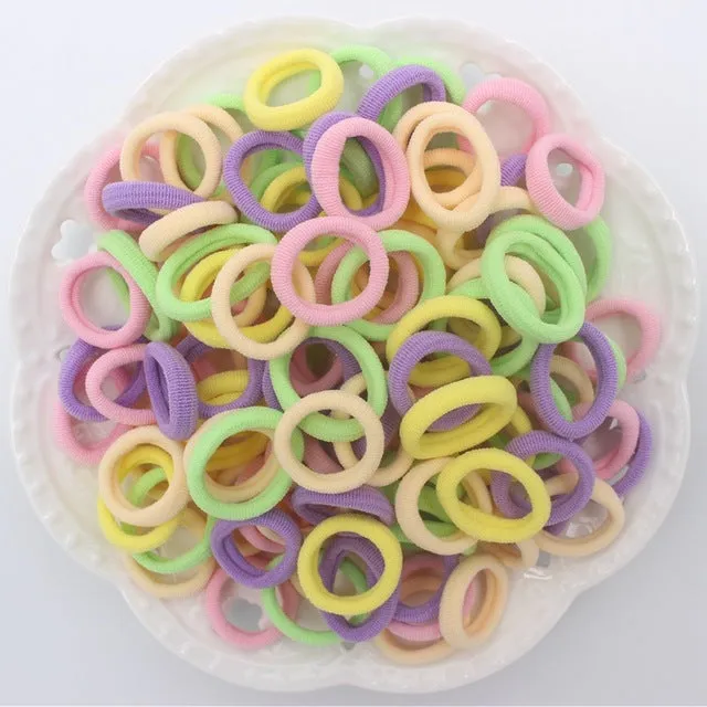 2019 NEW 100pcs/lot Spandex material Head rope hair accessories for girls kids elastic hair bands scrunchie (Striped colors mix)