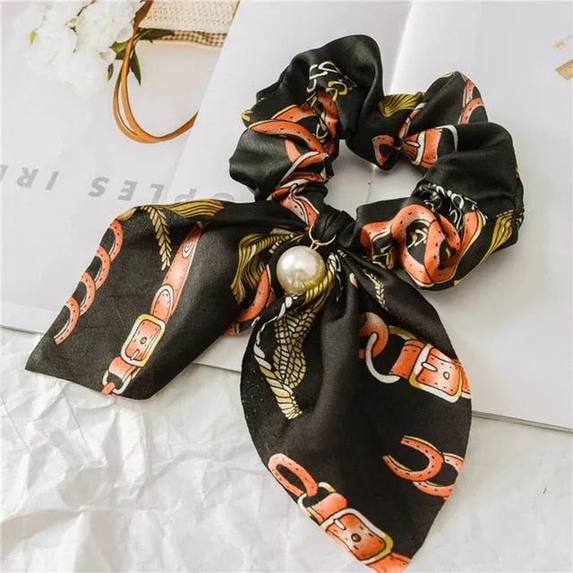 2019 New Bow Streamers Hair Ring Fashion Ribbon Girl Hair Bands Scrunchies Ponytail Hair Bows Girl Holder Rope Hair Accessories