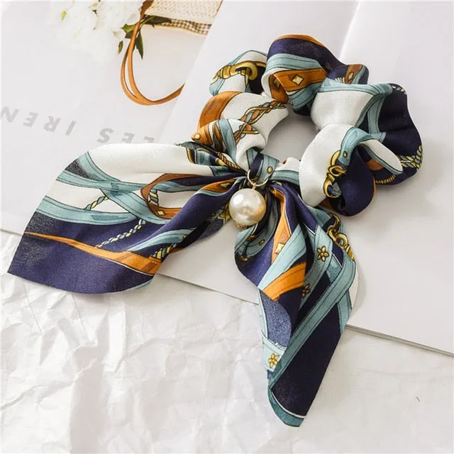 2019 New Bow Streamers Hair Ring Fashion Ribbon Girl Hair Bands Scrunchies Ponytail Hair Bows Girl Holder Rope Hair Accessories
