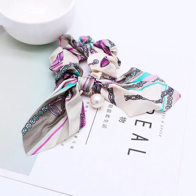 2019 New Bow Streamers Hair Ring Fashion Ribbon Girl Hair Bands Scrunchies Ponytail Hair Bows Girl Holder Rope Hair Accessories