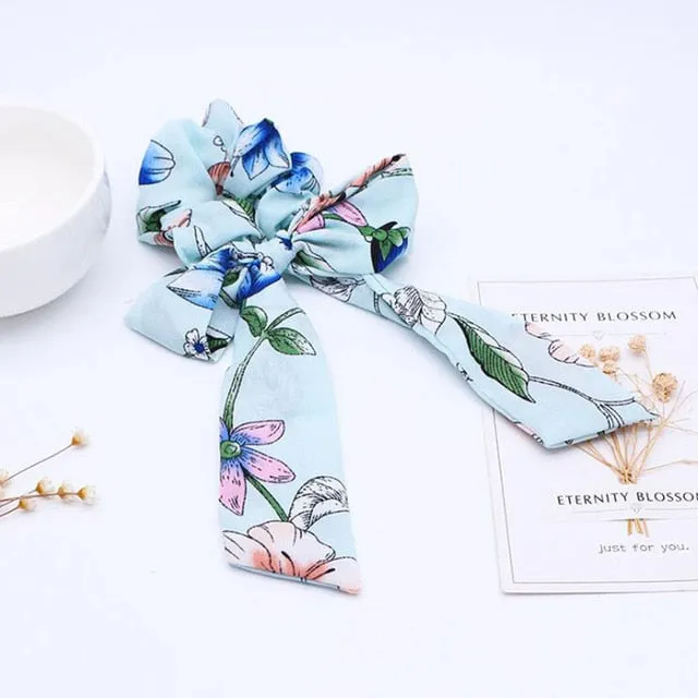 2019 New Bow Streamers Hair Ring Fashion Ribbon Girl Hair Bands Scrunchies Ponytail Hair Bows Girl Holder Rope Hair Accessories