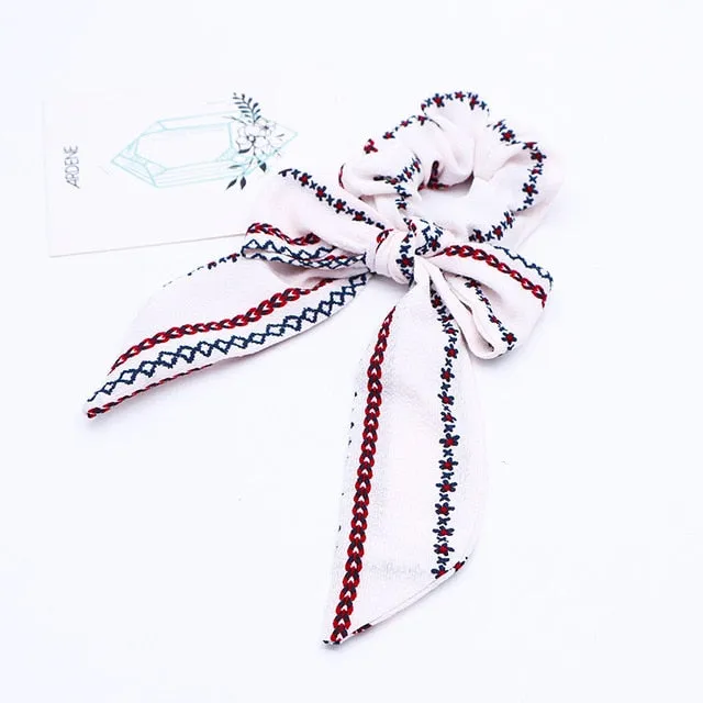 2019 New Bow Streamers Hair Ring Fashion Ribbon Girl Hair Bands Scrunchies Ponytail Hair Bows Girl Holder Rope Hair Accessories