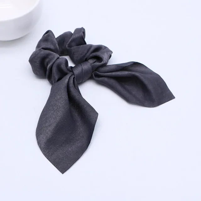 2019 New Bow Streamers Hair Ring Fashion Ribbon Girl Hair Bands Scrunchies Ponytail Hair Bows Girl Holder Rope Hair Accessories