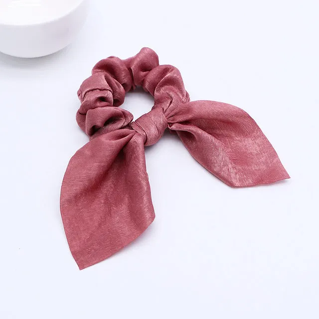 2019 New Bow Streamers Hair Ring Fashion Ribbon Girl Hair Bands Scrunchies Ponytail Hair Bows Girl Holder Rope Hair Accessories