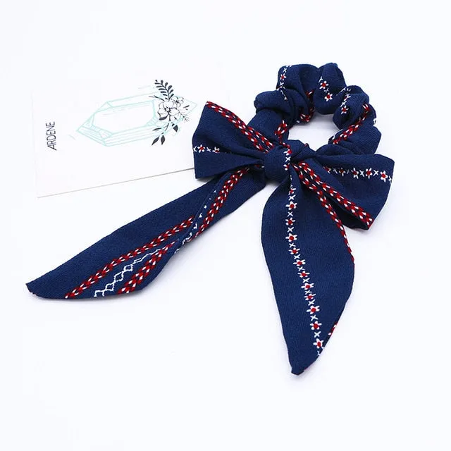 2019 New Bow Streamers Hair Ring Fashion Ribbon Girl Hair Bands Scrunchies Ponytail Hair Bows Girl Holder Rope Hair Accessories