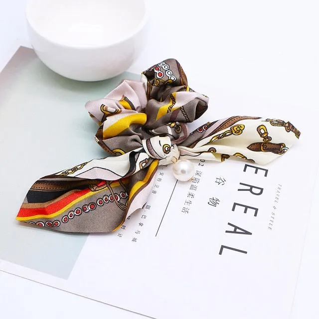 2019 New Bow Streamers Hair Ring Fashion Ribbon Girl Hair Bands Scrunchies Ponytail Hair Bows Girl Holder Rope Hair Accessories