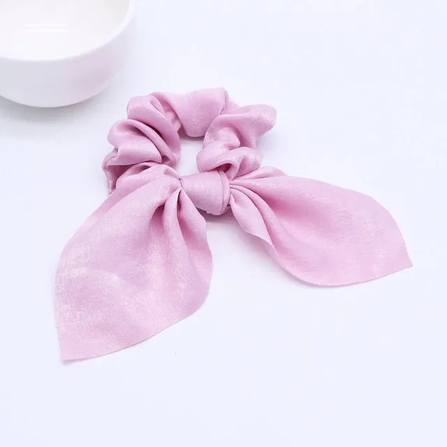 2019 New Bow Streamers Hair Ring Fashion Ribbon Girl Hair Bands Scrunchies Ponytail Hair Bows Girl Holder Rope Hair Accessories