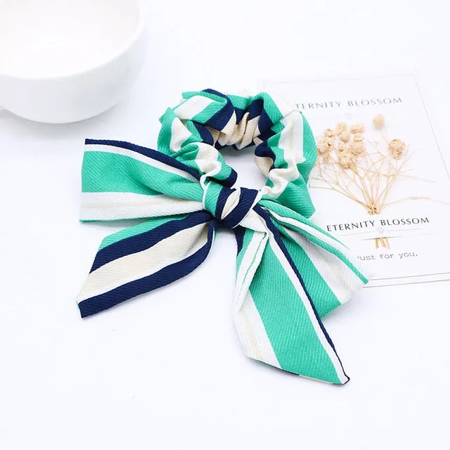 2019 New Bow Streamers Hair Ring Fashion Ribbon Girl Hair Bands Scrunchies Ponytail Hair Bows Girl Holder Rope Hair Accessories