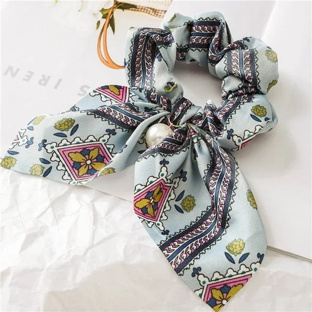 2019 New Bow Streamers Hair Ring Fashion Ribbon Girl Hair Bands Scrunchies Ponytail Hair Bows Girl Holder Rope Hair Accessories