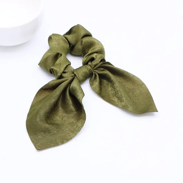2019 New Bow Streamers Hair Ring Fashion Ribbon Girl Hair Bands Scrunchies Ponytail Hair Bows Girl Holder Rope Hair Accessories