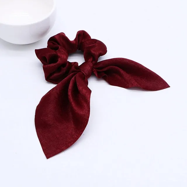 2019 New Bow Streamers Hair Ring Fashion Ribbon Girl Hair Bands Scrunchies Ponytail Hair Bows Girl Holder Rope Hair Accessories