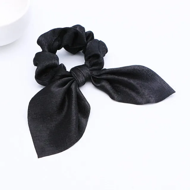 2019 New Bow Streamers Hair Ring Fashion Ribbon Girl Hair Bands Scrunchies Ponytail Hair Bows Girl Holder Rope Hair Accessories