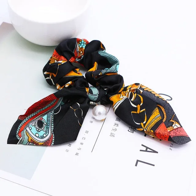 2019 New Bow Streamers Hair Ring Fashion Ribbon Girl Hair Bands Scrunchies Ponytail Hair Bows Girl Holder Rope Hair Accessories