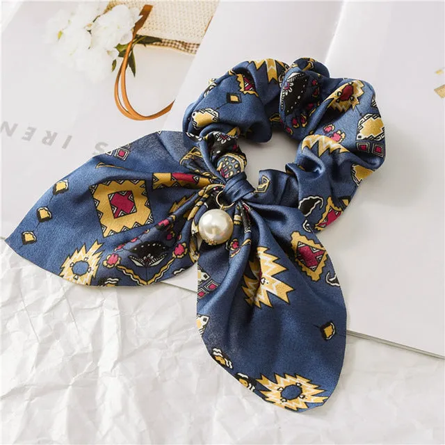 2019 New Bow Streamers Hair Ring Fashion Ribbon Girl Hair Bands Scrunchies Ponytail Hair Bows Girl Holder Rope Hair Accessories