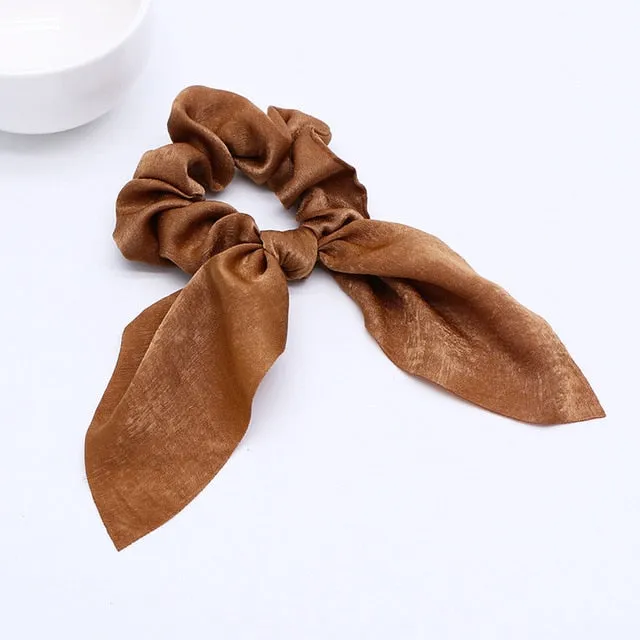 2019 New Bow Streamers Hair Ring Fashion Ribbon Girl Hair Bands Scrunchies Ponytail Hair Bows Girl Holder Rope Hair Accessories
