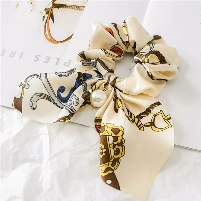 2019 New Bow Streamers Hair Ring Fashion Ribbon Girl Hair Bands Scrunchies Ponytail Hair Bows Girl Holder Rope Hair Accessories