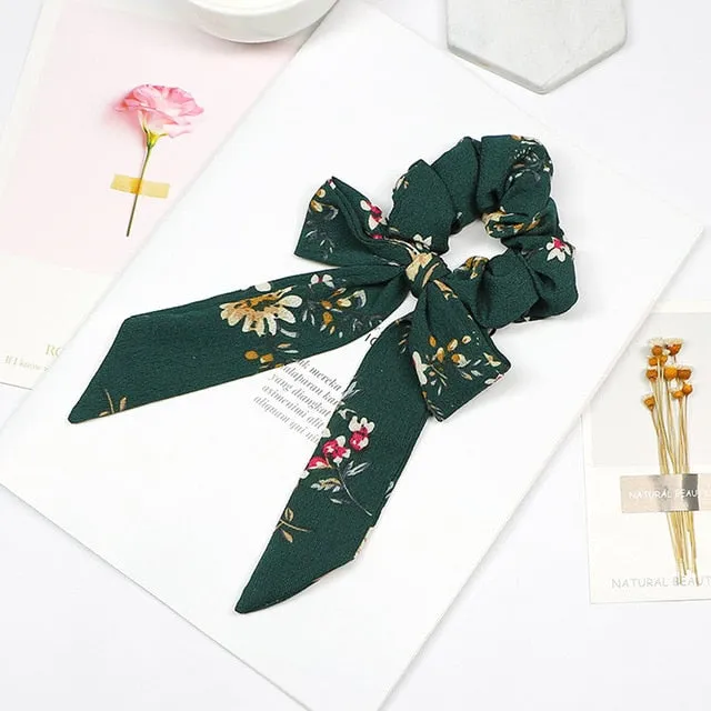 2019 New Bow Streamers Hair Ring Fashion Ribbon Girl Hair Bands Scrunchies Ponytail Hair Bows Girl Holder Rope Hair Accessories