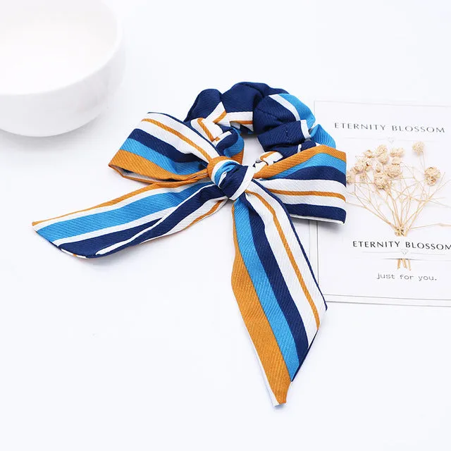 2019 New Bow Streamers Hair Ring Fashion Ribbon Girl Hair Bands Scrunchies Ponytail Hair Bows Girl Holder Rope Hair Accessories
