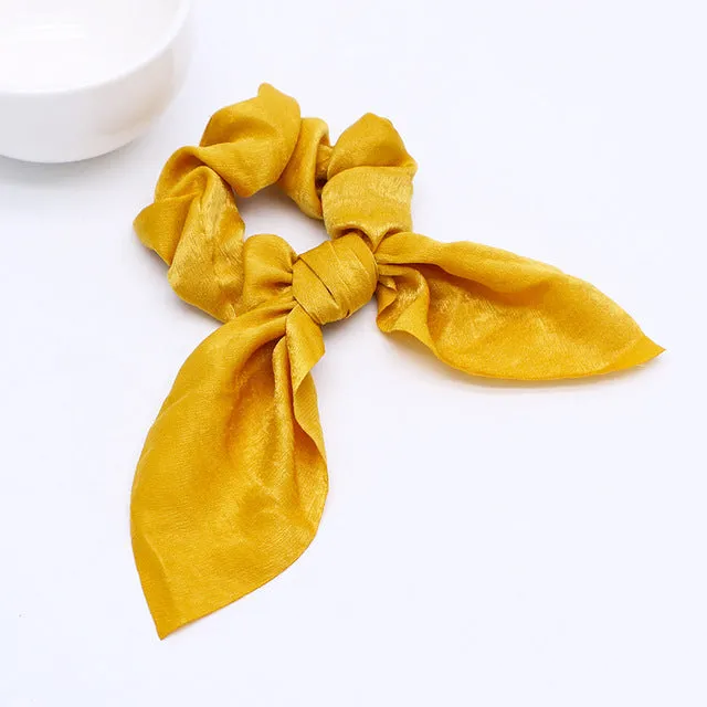2019 New Bow Streamers Hair Ring Fashion Ribbon Girl Hair Bands Scrunchies Ponytail Hair Bows Girl Holder Rope Hair Accessories