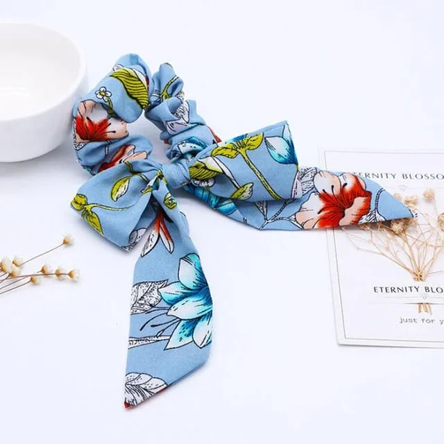 2019 New Bow Streamers Hair Ring Fashion Ribbon Girl Hair Bands Scrunchies Ponytail Hair Bows Girl Holder Rope Hair Accessories